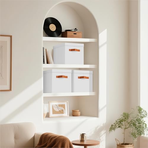 Storage Bins with Lids (White / L(4-Pack))