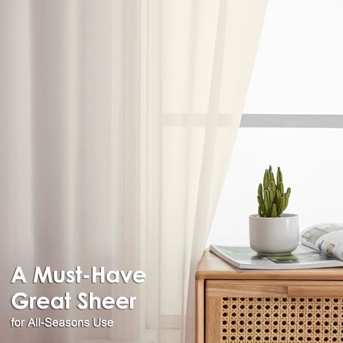 Cream Sheer Curtains 72 Inches Long 2 Panels (Cream / 42"W x 72"L (Pack of 2))