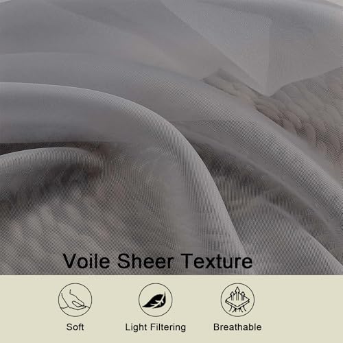 Grey Sheer Curtain for Bedroom Living Room 78 Inches Long 2 Panels Set (Grey / 42"W x 78"L (Pack of 2))