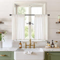 Small Curtains for Kitchen Windows Linen Cafe Drapes 30 Inch Length (Linen / 24"W x 30"L (Pack of 2))
