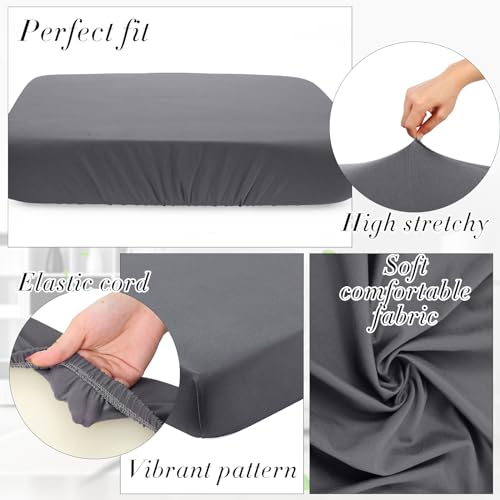 4 Pcs Stretch Cushion Covers (Dark Grey / Seat Cover)
