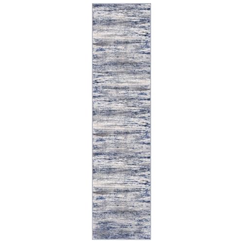 Modern Abstract Washable Rug Runner 2.6x10 Hallway Rug Runner Non (Blue-grey / 2'8" x 10' (Runner))