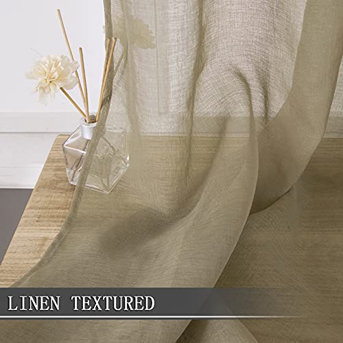 Sheer Curtain Linen Textured Living Room Curtains Sheer Light Filtering Rod Pocket Voile Curtain for Bedroom (54"W x 72"L (Pack of 2) / Taos Taupe)
