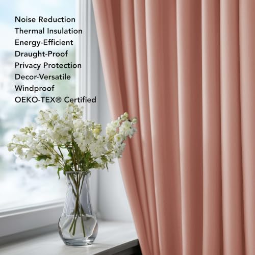 Blackout Curtains for Bedroom (Coral Pink / 42"W x 72"L (Pack of 2))