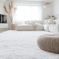 8x12 Machine Washable Large Area Rugs for Living Room (8x12 Ft / White)