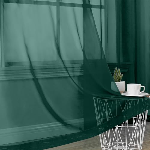 Hunter Green Sheer Curtains 72 Inches Long 2 Panels (Hunter Green / 42"W x 72"L (Pack of 2))