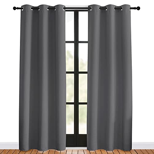 Bedroom Curtains Blackout Drapery Panels (Grey / 42"W x 80"L (Pack of 2))