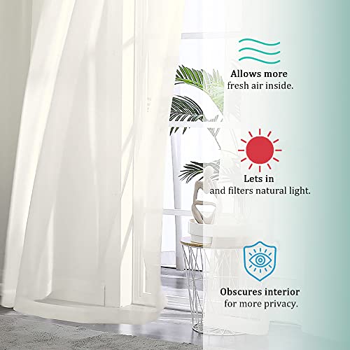 Sheer Curtains Ivory 144 inch Extra Long (Ivory / 42"W x 144"L (Pack of 2))