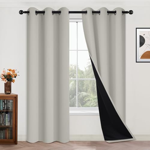 Cream Beige 100% Blackout Curtains 84 Inches Long 42" Wide 2 Panels (42"W x 84"L (Pack of 2) / Cream Beige)