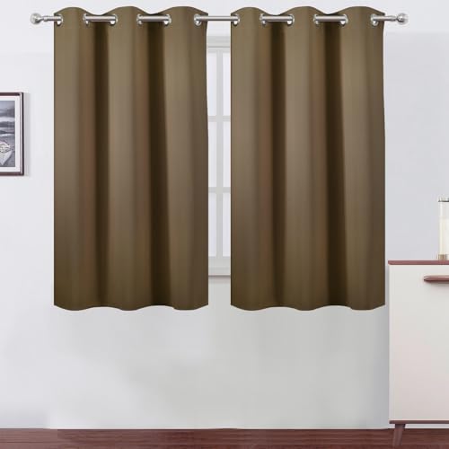 Brown Blackout Curtains 42 x 54 Inch Length Set of 2 Panels Grommet Bedroom Curtains for Living Room (Brown / 42"W x 54"L (Pack of 2))