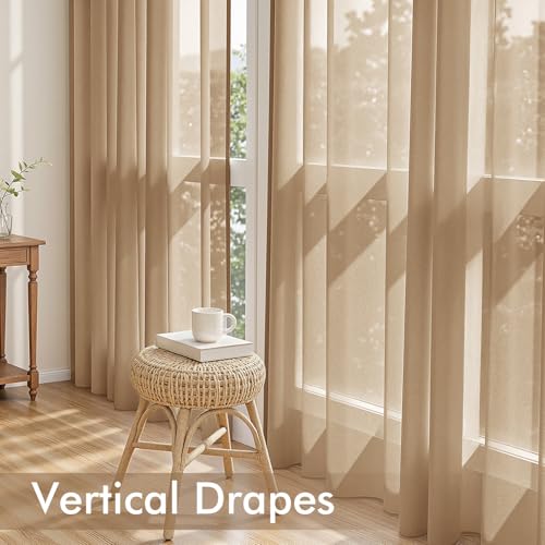 Brown Sheer Curtains 108 Inches Long 4 Panels 54 x 108 Inches (54"W x 108"L (Pack of 4) / Brown)