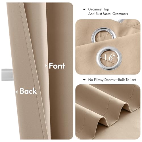 Blackout Curtains for Bedroom 2 Panels 40 x 96 Inch Long Beige (Beige / 40"W x 96"L (Pack of 2))