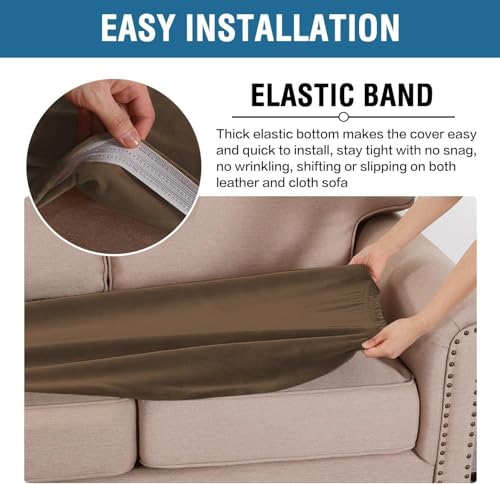 Velvet Stretch Individual Cushion Cover Plush Cushion Slipcover for Loveseat Sofa Furniture Protector Seat Cushion Sofa Cover (Bronze Brown / 1 Cushion Loveseat)