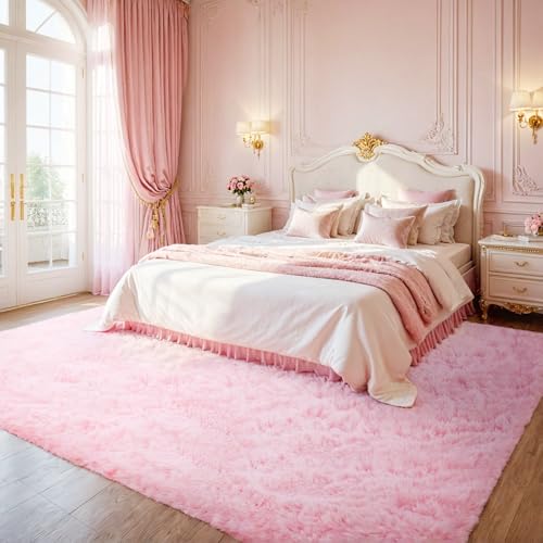 8x10 Fluffy Shag Area Rugs for Living Room Bedroom (Light Pink / 8' x 10' (Rectangular))