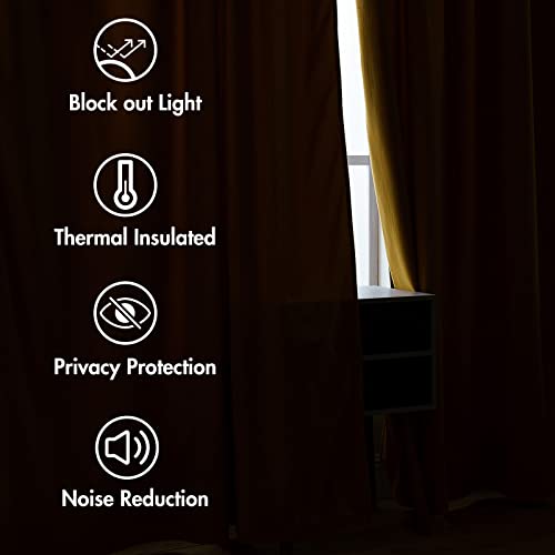 Velvet Blackout Curtains 52x63 inches 2 Panels Mustard Yellow (Mustard Yellow / 52"W x 63"L (Pack of 2))