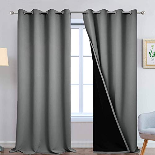 Grey Blackout Curtains 108 Inches Long for Bedroom 52" Wide 2 Pcs (52"W x 108"L (Pack of 2) / Grey)