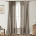 Taupe Linen Curtains 90 inches Long for Living Room Back Tab Rustic Farmhouse Semi Sheer Light Filtering Window Curtain Dining Room Soft Thick Flax Linen Textured Drapes Burlywood Birch Dark Brown (Taupe / 52"W x 90"L (Pack of 2))