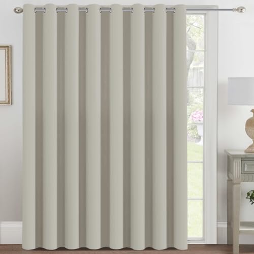 Blackout Patio Curtains 100 x 96 Inches for Sliding Door Extral Wide Blackout Curtain Panels Thermal Insulated Room Divider (100"W x 96"L (Pack of 1) / Pale Oak)