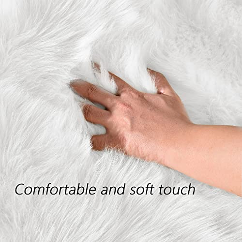 Runner Rugs for Hallway 2x10 White Faux Fur Rug Sheepskin Rugs for Living Room Washable Fluffy Rug for Bedroom Coushin Rectangle (2' x 10' (Runner) / White)