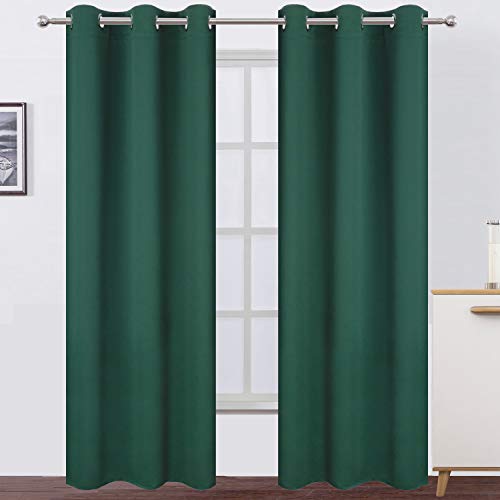 Dark Green Thermal Blackout Curtains (Green / 38"W x 84"L (Pack of 2))