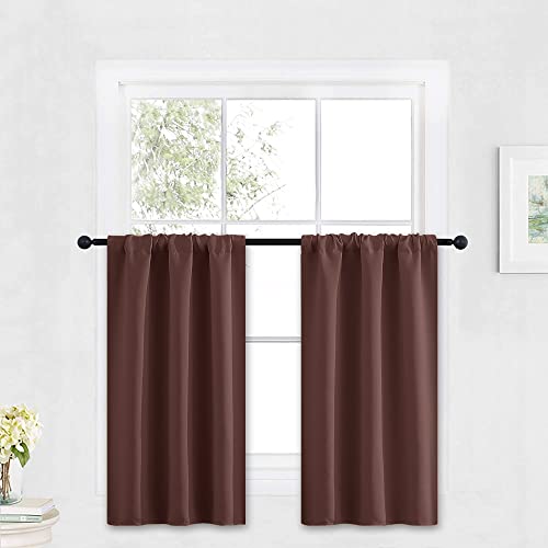 Blackout French Door Window Curtain Coverings (Chocolate Brown / 29"W x 45"L (Pack of 2))