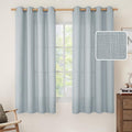 63 Inch Length Faux Linen Curtains for Bedroom 2 Panels (52"W x 63"L (Pack of 2) / Silver Grommet-haze Blue)
