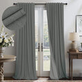 Dark Grey Curtains 108 Inches Long 2 Panels Set for High Ceiling Window Linen Textured Blackout Drapes for Living Room Bedroom Modern Farmhouse Black Out Curtains 9 FT Foot Length Slate Charcoal Gray (Grey / 52"W x 108"L (Pack of 2))