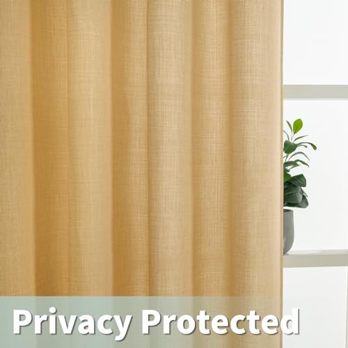 Caramel Brown Linen Curtains for Living Room 84 Inch Length 2 Panels (52"W x 84"L (Pack of 2) / Silver Grommet-caramel Brown)