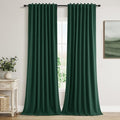 Dark Green 100% Blackout Linen Curtains 84 Inch Length 2 Panels Set for Living Room Back Tab Thermal Insulated Black Out Drapes Room Darkening Farmhouse Style for Bedroom Curtains 52x84 (Dark Green / 52"W x 84"L (Pack of 2))