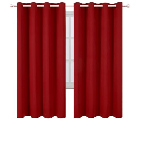 Blackout Curtains 66 x 72 Inch Long Red Curtains Set of 2 Panels Room Darkening Curtains for Bedroom and Living Room (Red / 66"W x 72"L (Pack of 2))