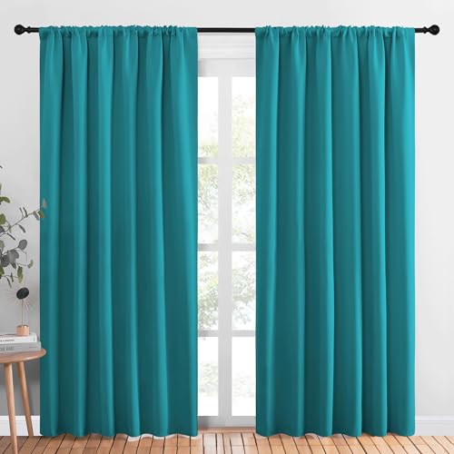 2 Panels Blackout Curtains (Peacock Blue / 62"W x 84"L (Pack of 2))