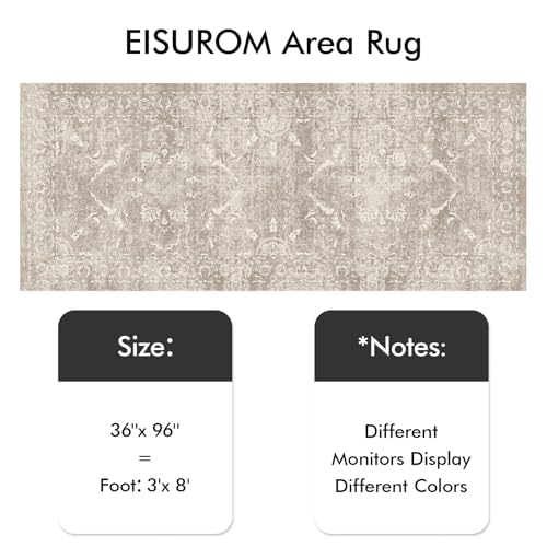 3x8 Washable Runner Rug (Natural Beige / 3x8)