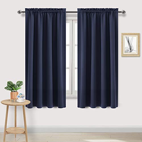 Blackout Curtains for Bedroom Living Room 52 x 63 Inch Long Navy (Navy / 52"W x 63"L (Pack of 2))