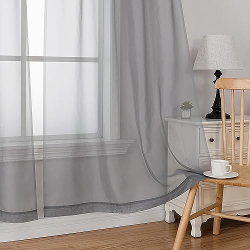 Grey Tier Curtains for Kitchen 24 Inches Long 2 PaSet (Charcoal Grey / 42"W x 24"L (Pack of 2))