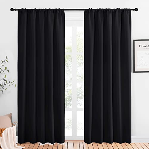 Blackout Curtain Panels for Living Room (Black / 52"W x 80"L (Pack of 2))
