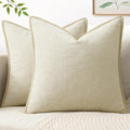 Decorative Couch Throw Pillow Covers 18x18 Inch Cream White 2 Pack (Cream White / 18" x 18" (Pack of 2))