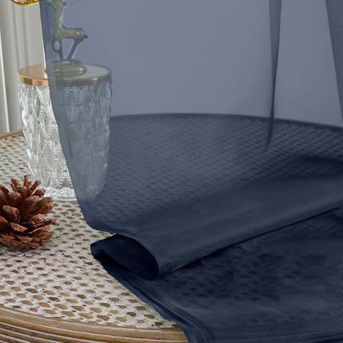 Sheer Curtains 84 Inches Long 2 Panels Set (Navy Blue / 59"W x 84"L (Pack of 2))