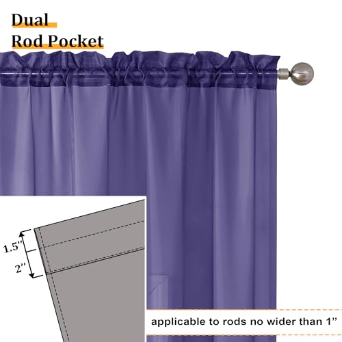 Purple Sheer Curtains 96 Inches Long 2 Panels Set (42"W x 96"L (Pack of 2) / Purple)