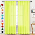 Basic Rod Pocket Sheer Voile Window Curtain Panels Chartreuse 1 Pair 2 Panels 52 Width 96 Inch Long for Kitchen Bedroom Children Living Room Yard（Chartreuse (Chartreuse / 52"W x 96"L (Pack of 2))