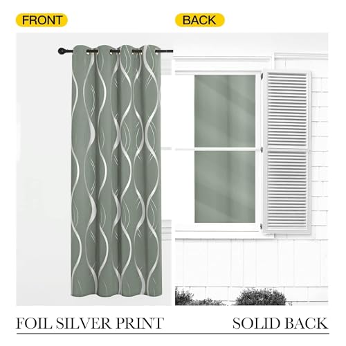 Greyish Green Curtain Panels for Vintage Bedroom (1 - Greyish Green / 52"W x 84"L (Pack of 2))