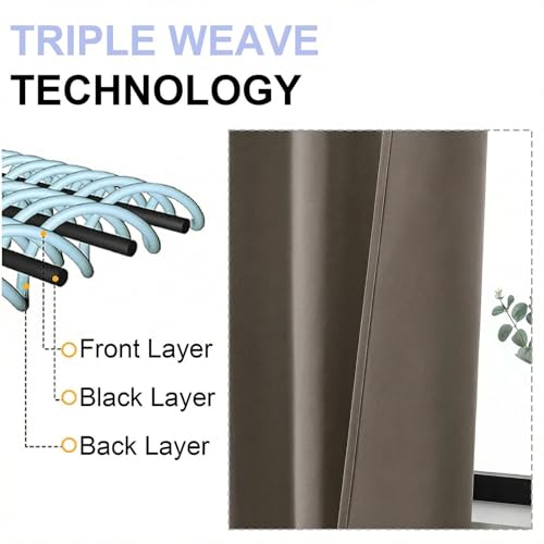 Ava Latte Blackout Curtains for Bedroom 84 Inch Length 2 Panels Set (Latte / 40"W x 84"L (Pack of 2))