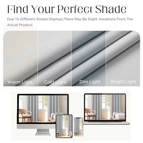 Grayish White Blackout Curtains 63 inch Length 2 Panels Set (Greywish White / 52"W x 63"L (Pack of 2))