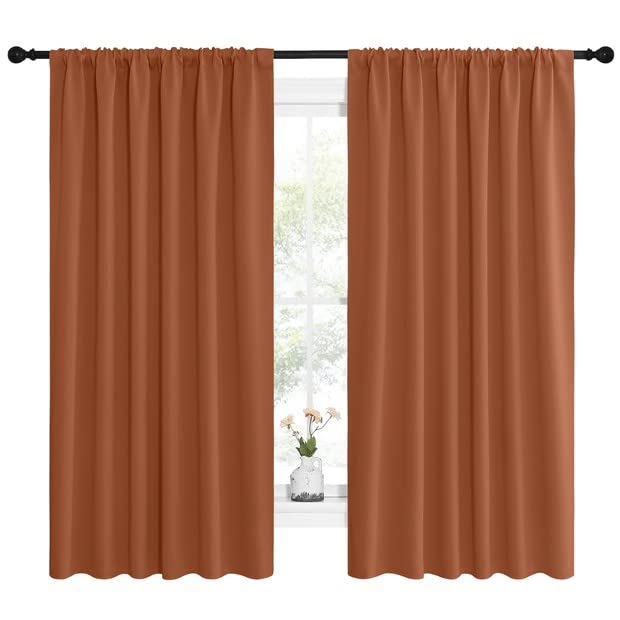 Blackout Curtains and Drapes (Burnt Orange / 62"W x 63"L (Pack of 2))