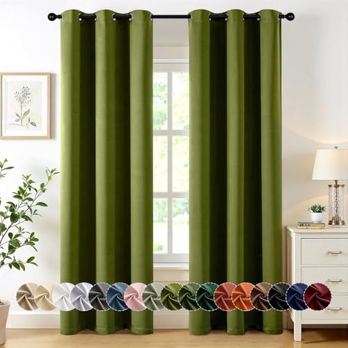 Blackout Curtains for Bedroom 2 Panel 40"x84" Long Light Olive Green (Light Olive Green / 40"W x 84"L (Pack of 2))