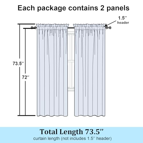 Hunter Green Sheer Curtains 72 Inches Long 2 Panels for Living Room (Hunter Green / 42"W x 72"L (Pack of 2))