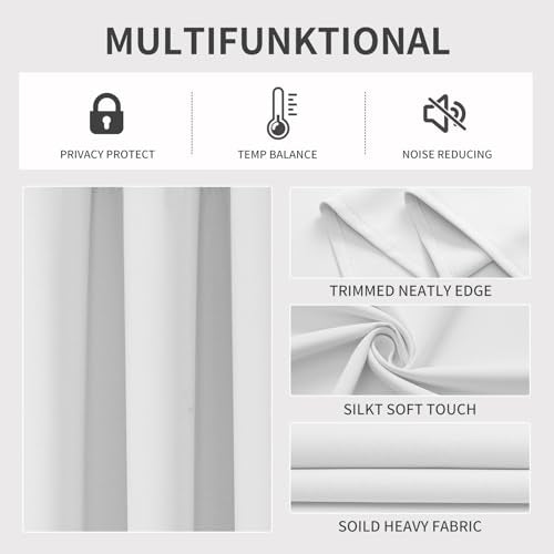 Blackout Curtains 90 Inches Long 2 Panels Set (Greyish White / 37"W x 90"L (Pack of 2))