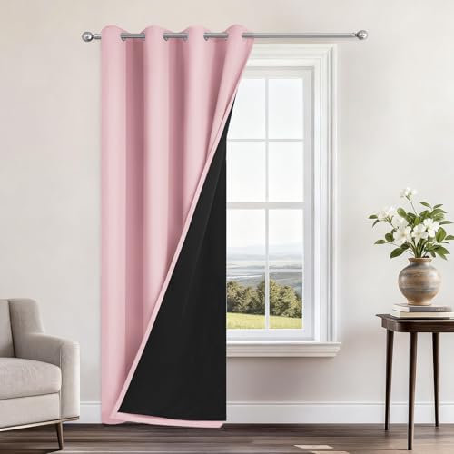 Pink Blackout Curtains 84 Inches Long for Bedroom 52" Wide 1 Panel (52"W x 84"L (Pack of 1) / Pink)