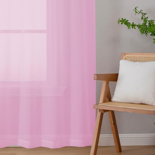 Pink Sheer Curtains 72 Inch Length 2 Panels (Pink / 42"W x 72"L (Pack of 2))