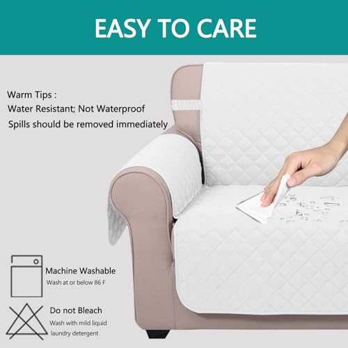 Loveseat Sofa Cover for 2 Cushion Couch (White/White / 54"loveseat-medium)