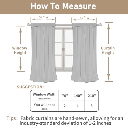 108 inch Semi Sheer Linen Curtains for Living Room Bedroom 2 Panels (Natural / 52"W x 108"L (Pack of 2))
